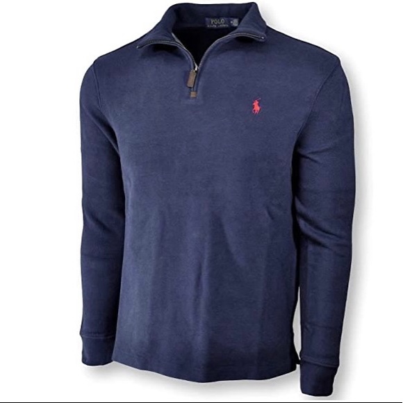 Men’s Blue Polo Quarter Zip - Picture 2 of 6